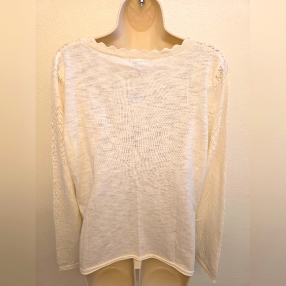 NWT Frye Ladies Cream Cardigan Sweater with Intricate Knit Design - Picture 6 of 6
